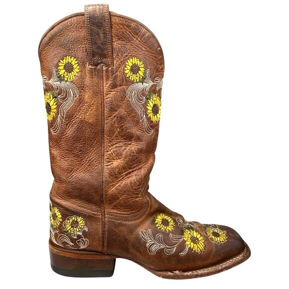 Shyanne Women’s Joyln Brown Leather Sunflower Cowgirl Boots Size US 8.5 B - Picture 1 of 10